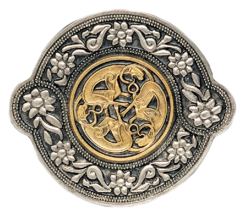 Celtic Roses Gold Silver Belt Buckle