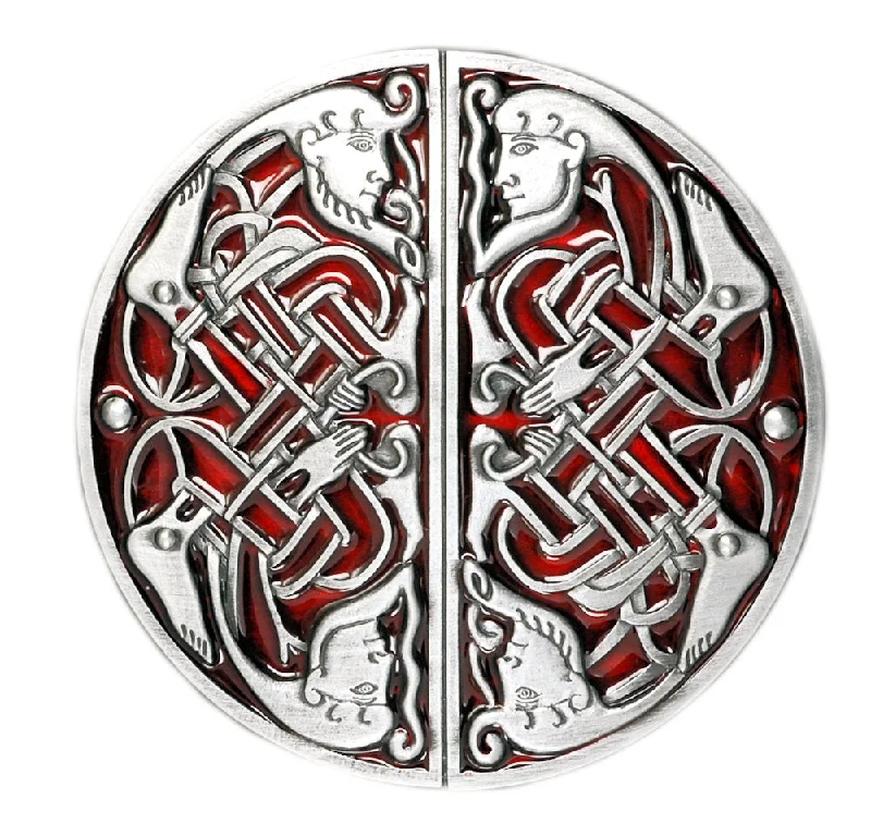 Celtic Twin Facing Red Belt Buckle