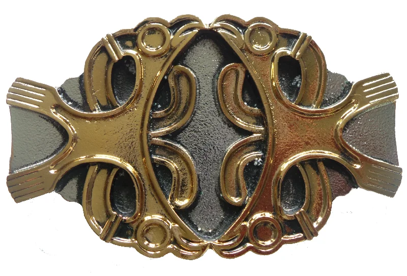 Celtic Two Birds Gold Silver Belt Buckle