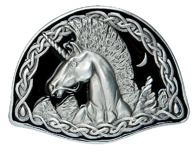 Celtic Unicorn Black Belt Buckle