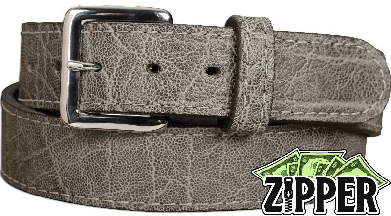 Charcoal Gray Elephant Money Belt With 25" Zipper