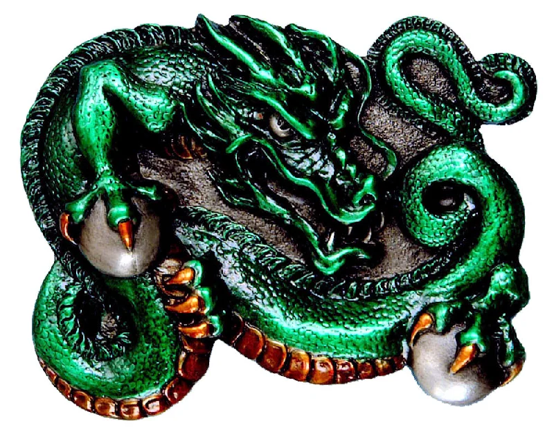 Chinese Dragon Green Belt Buckle