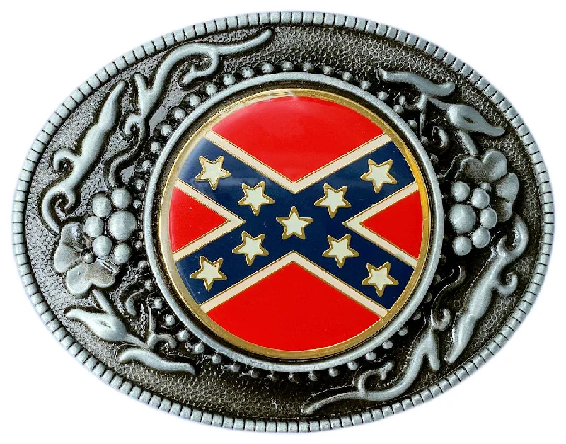 Western Style Confederate Flag Belt Buckle