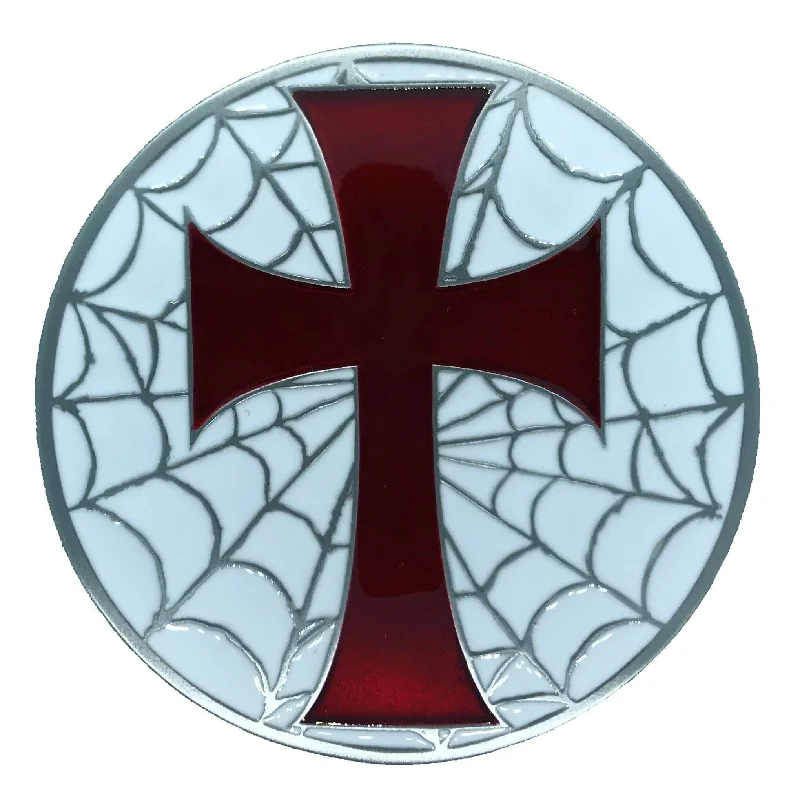 Cross Web Red White Belt Buckle