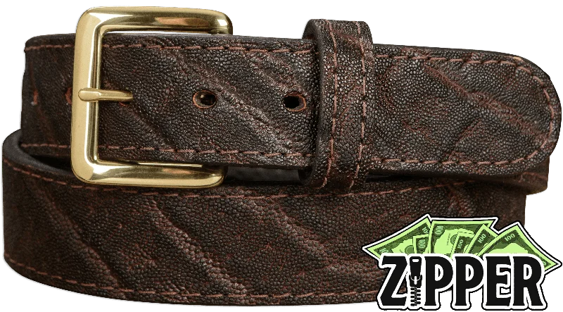 Dark Brown Elephant Money Belt With 25" Zipper