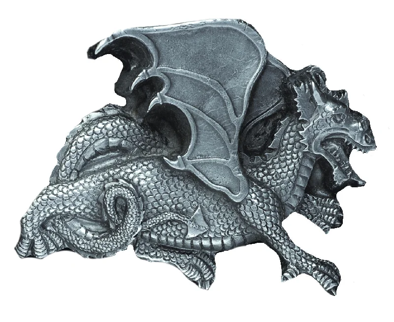 Dragon Uncoloured Pewter Belt Buckle