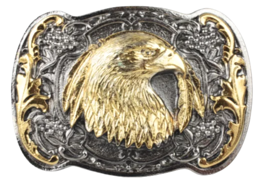 Eagle Head with Feathers Gold Silver Plated Belt Buckle