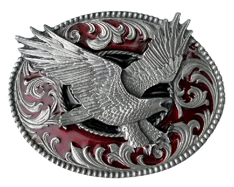 Eagle Oval Red Belt Buckle