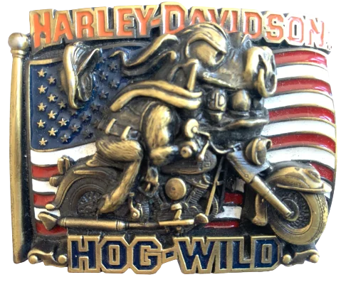 Harley Davidson Hog Wild Gold Belt Buckle