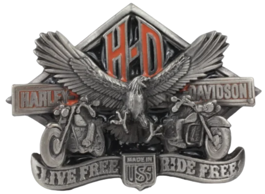 Harley Davidson Live Free Ride Free Made in USA Belt Buckle