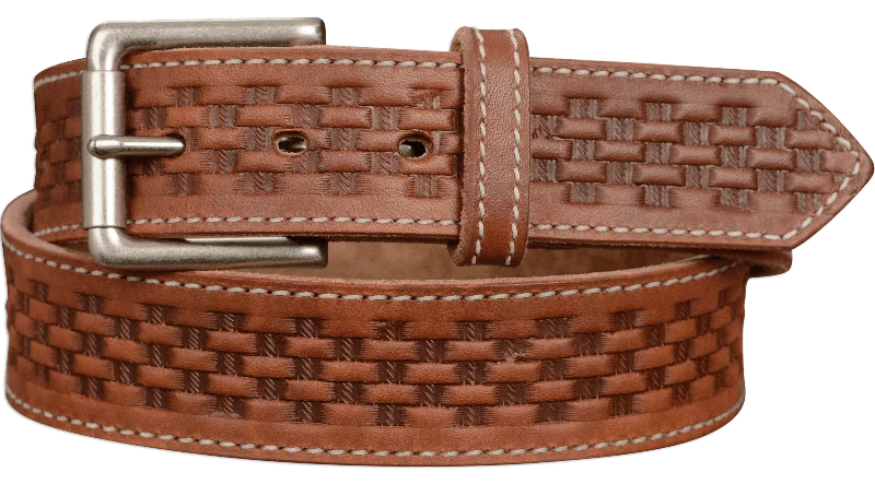 The Maverick: Hot Dipped Tan Stitched Basket Weave 1.50"