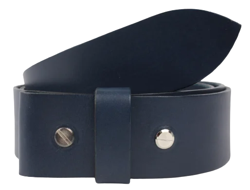 Interchangeable 1 Inch (25mm) Leather Belt Strap in Blue Chicago Screws