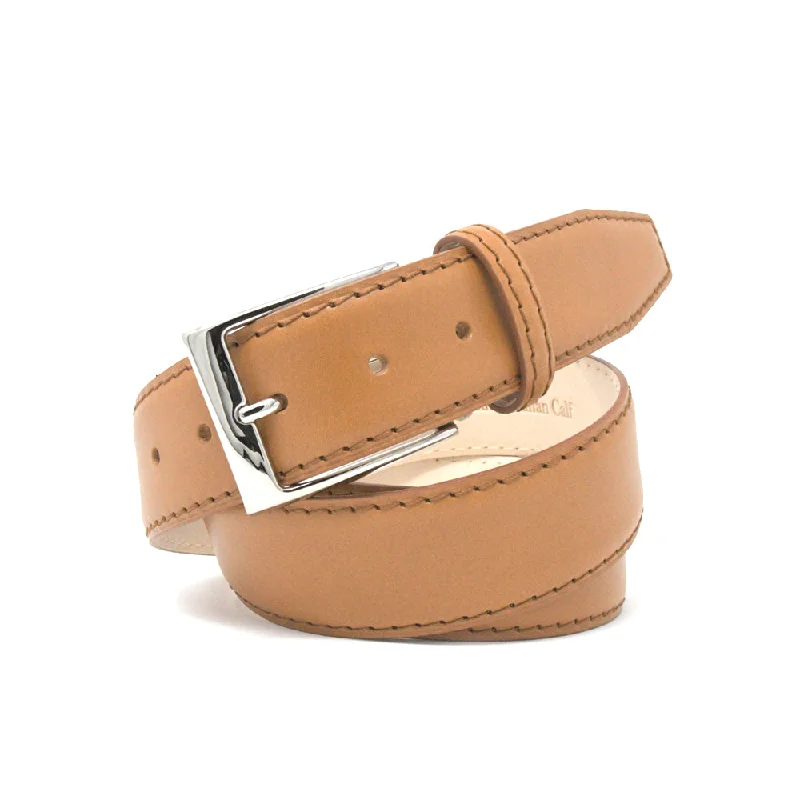 Italian Matte Calf Skin Belt - Tan