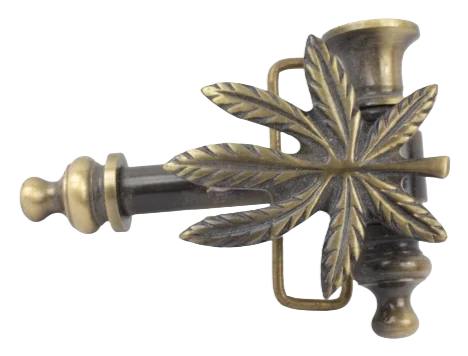 Marijuana Leaf Pipe Belt Buckle