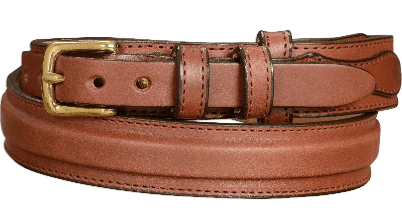 The Walker: Men's Medium Brown Stitched Ranger Leather Belt 1.25"