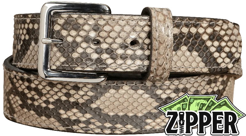 Python Snakeskin Money Belt With 25" Zipper