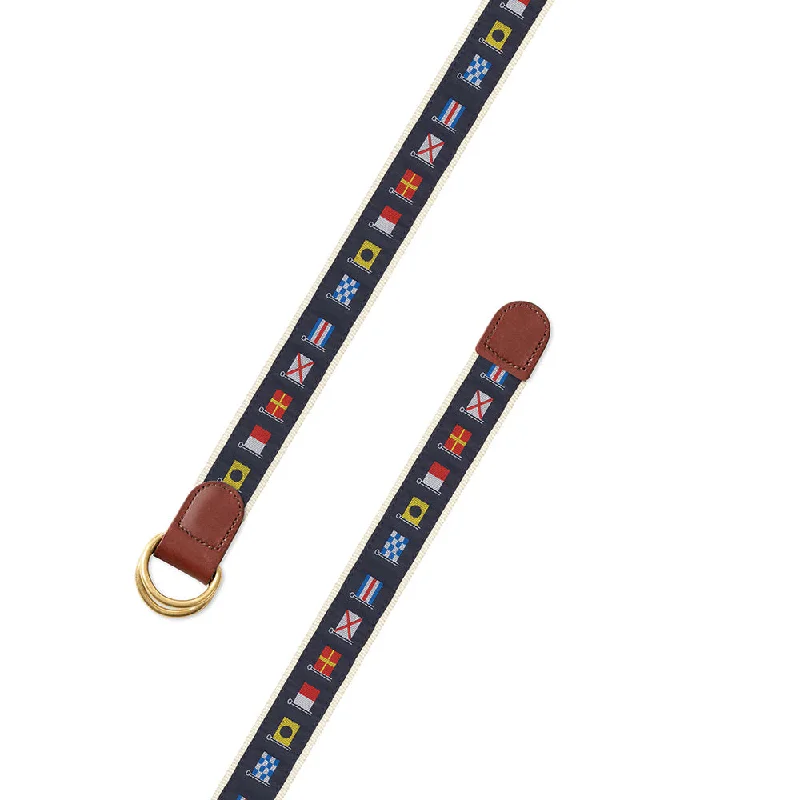 Nautical Flags Motif D-Ring Belt