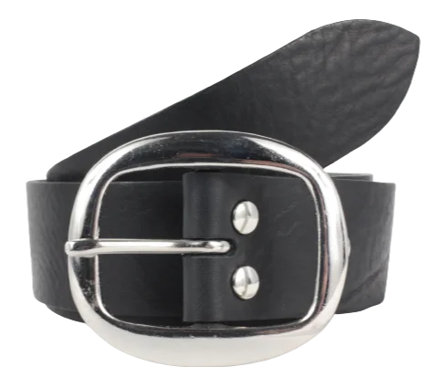 Black Designer Leather Jean Belt