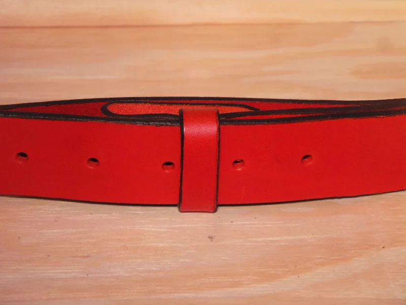 100% Real Red 1 3/4" Inch (45mm) Leather Belt Strap