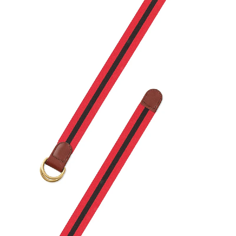 Red & Black Belgian Surcingle D-Ring Belt