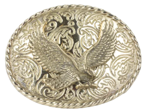 Rodeo Full Brass Eagle Oval Belt Buckle