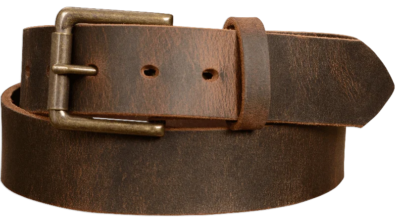 The Crazy Horse: Men's Rustic Brown Non Stitched Leather Belt 1.50"