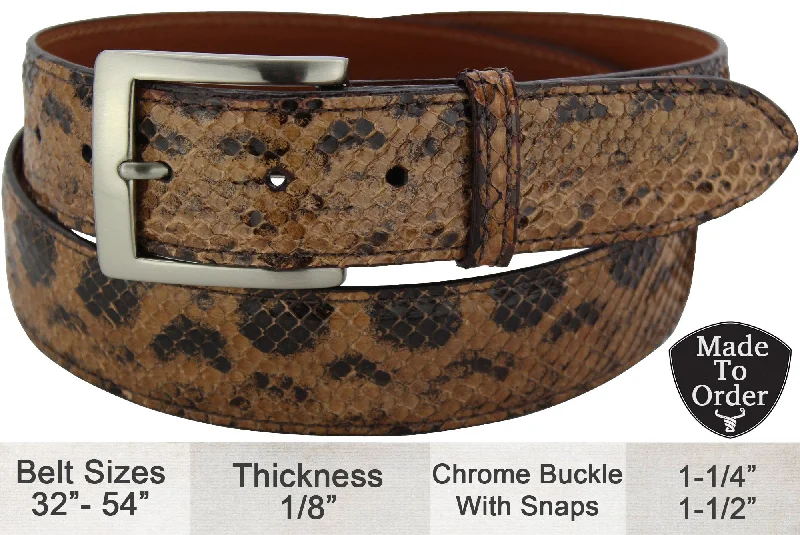 Men's Sand Anaconda Snake Skin Designer Full Grain Leather Belt (Allow Approx. 3 To 4 Weeks To Ship)