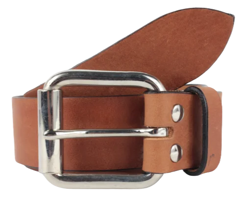 Silver Classic Roller 1 1/2 Inch Leather Belt