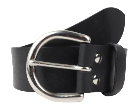 Silver D Buckle 1 3/4 Inch 45mm Leather Belt