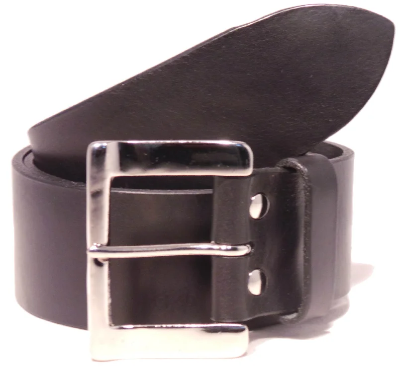 Silver Half Rectangle 2 Inch Leather Belt