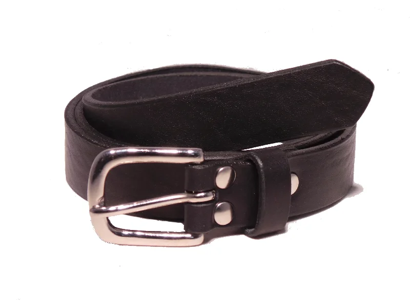 Silver Half Square 1 Inch Leather Belt