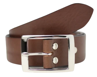 Silver Rectangle 1 1/2 Inch Leather Belt