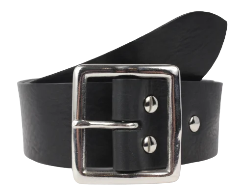 Silver Rectangle Portrait 1 3/4 (45mm) Leather Belt