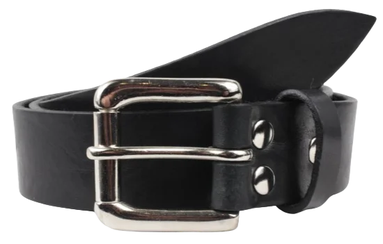 Silver Roller 1 1/4 Inch Leather Belt