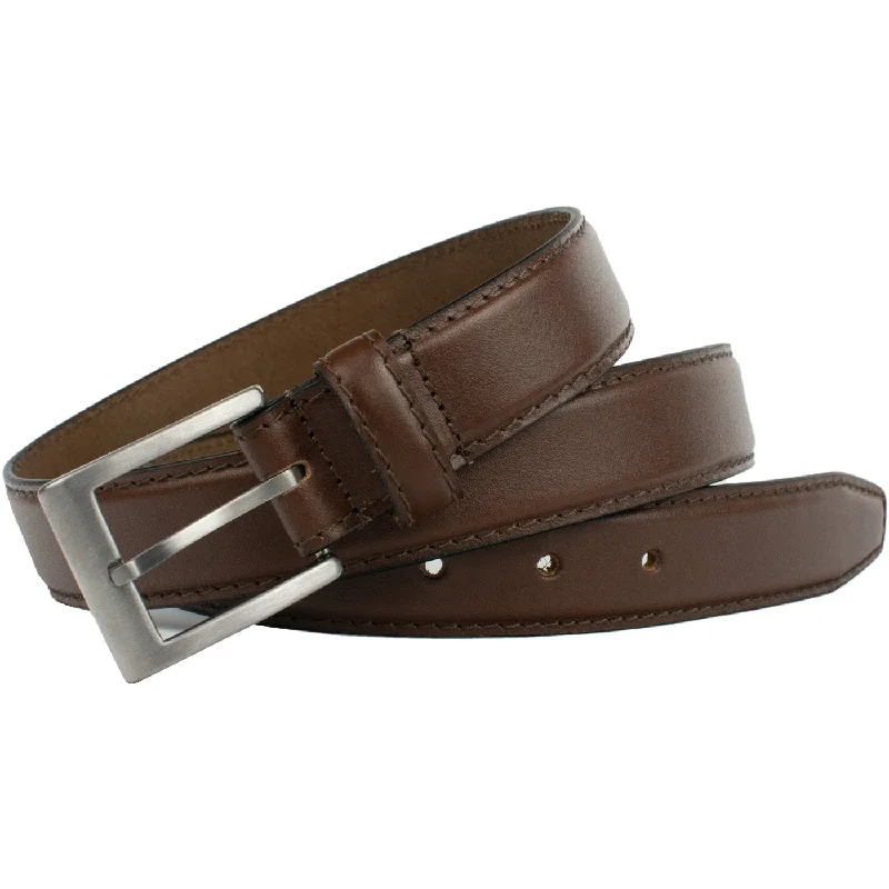 Silver Square Titanium Brown Belt by Nickel Smart®