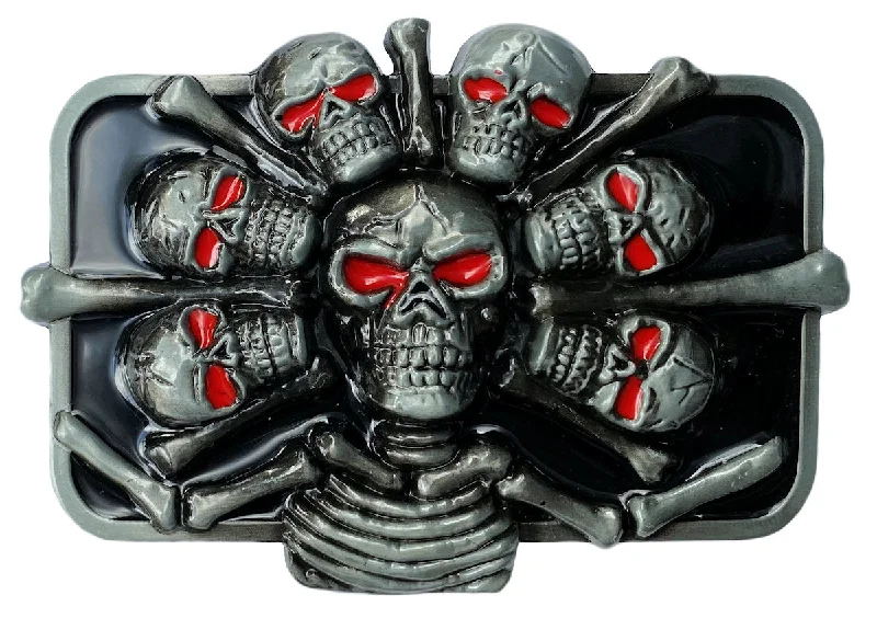 Skeleton with Skulls Belt Buckle