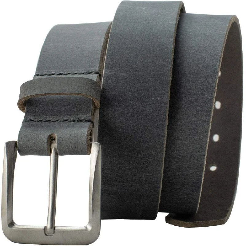 Smoky Mountain Titanium Distressed Leather Gray Belt by Nickel Smart®