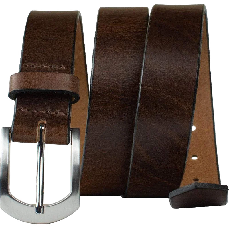 Stone Mountain Brown Leather Belt by Nickel Smart®