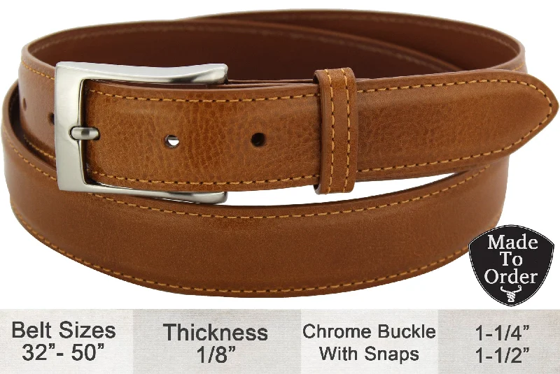 Men's Tan Italian Calf Designer Full Grain Leather Belt (Allow Approx. 3 To 4 Weeks To Ship)