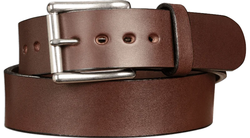 The Eastwood: Men's Brown Non Stitched Leather Belt Max Thick 1.75" Extra Wide