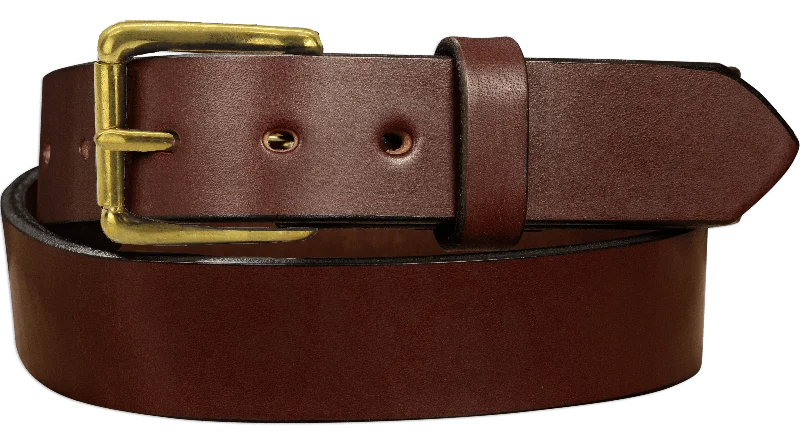 The Maverick: Men's Brown Non Stitched Leather Belt With Brass 1.50"