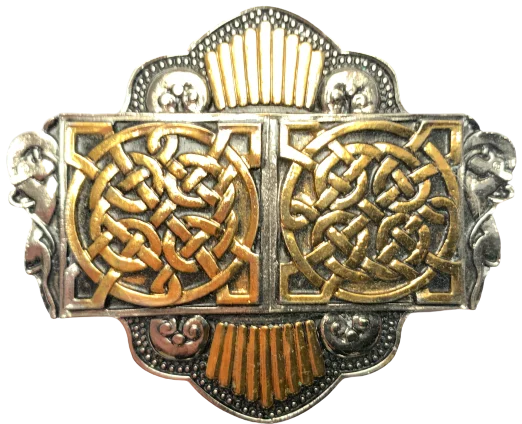 Twin Celtic Circles Gold Silver Belt Buckle