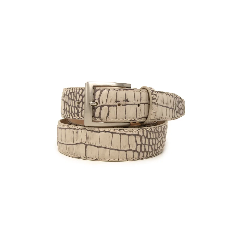 Two-Toned Mock Croc Belt - Stone - 40mm - Up to 55"