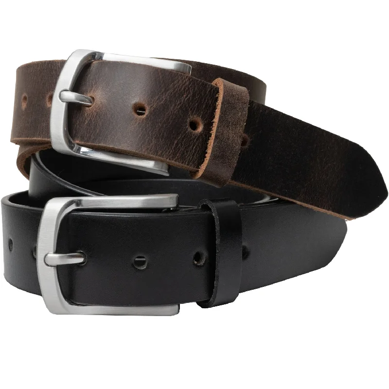 Urbanite Black and Brown Leather Belt Set by Nickel Zero®