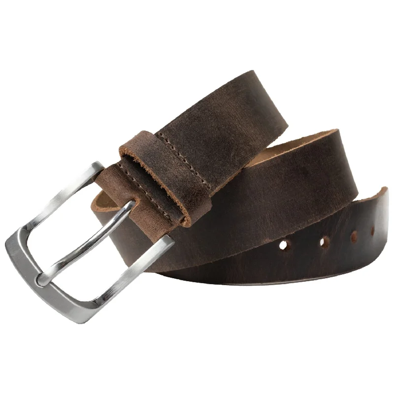 Urbanite Distressed Brown Leather Belt by Nickel Zero®