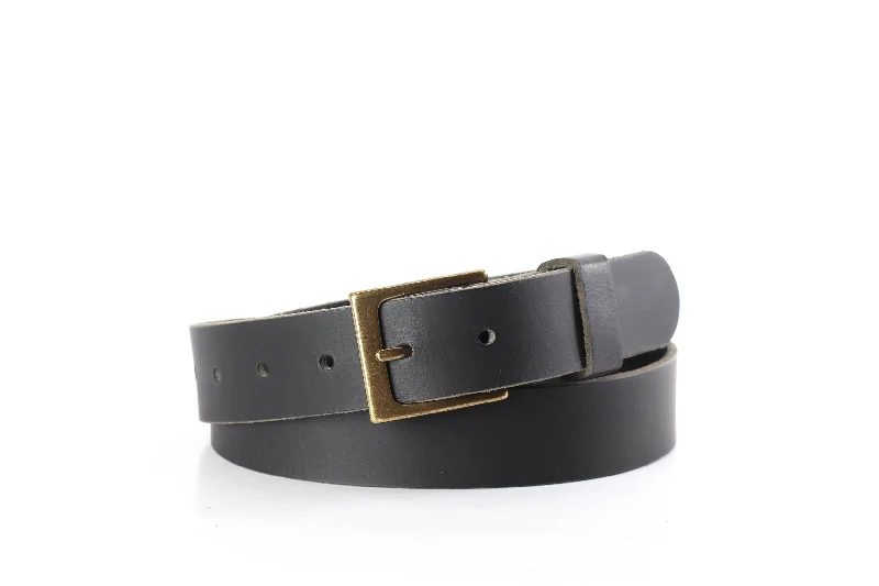 Full Grain Men's or Women's Genuine Buffalo 1 1/4" Dress/Casual Belt Matte Black Made in USA