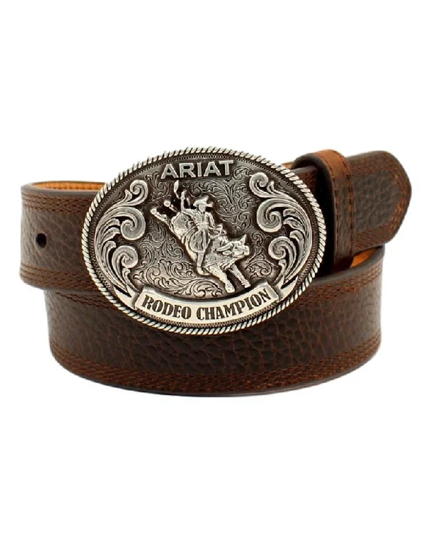 MF Western Ariat Boys Bull Rider Brown Leather Belt Style A1305802