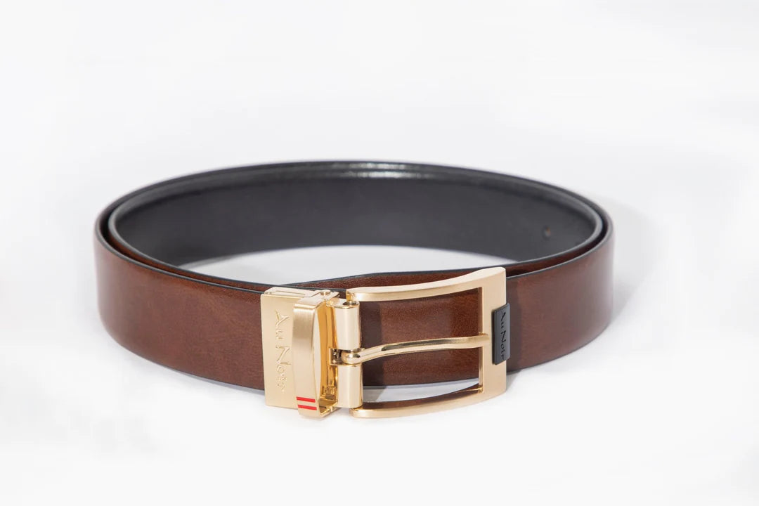 AU NOIR Reversible Belt | Desoto Gold, Black-Brown