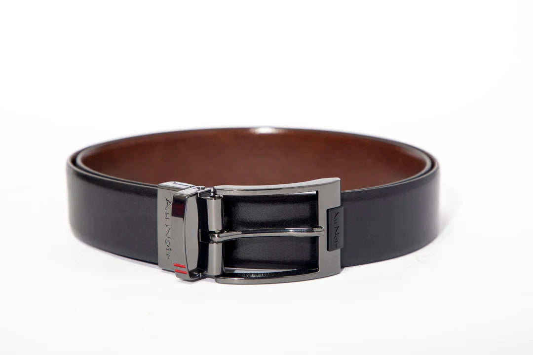 AU NOIR Reversible Belt | Desoto Gunmetal, Black-Brown