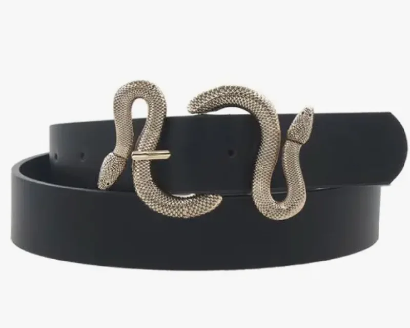 Black Golden Snake Belt